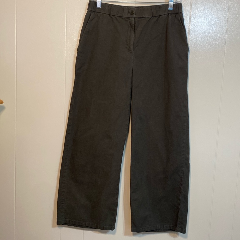 Eileen Fisher Forest Green Small Organic Cotton/Hemp Blend Boho Pants.